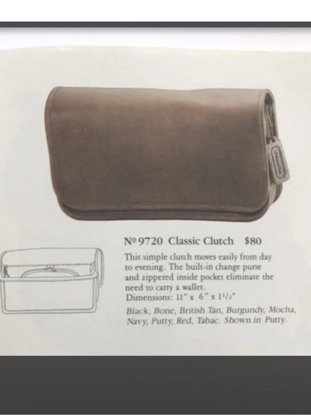 VINTAGE Coach BONNIE CASHIN Kiss Lock Leather CLUTCH Putty Brass RARE #9720 NYC